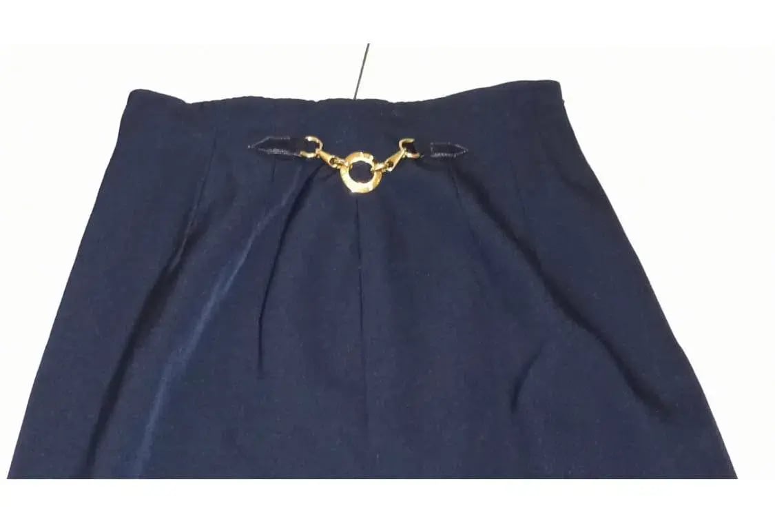 Céline Wool Mid-Length Skirt Navy Size 8 photo 2