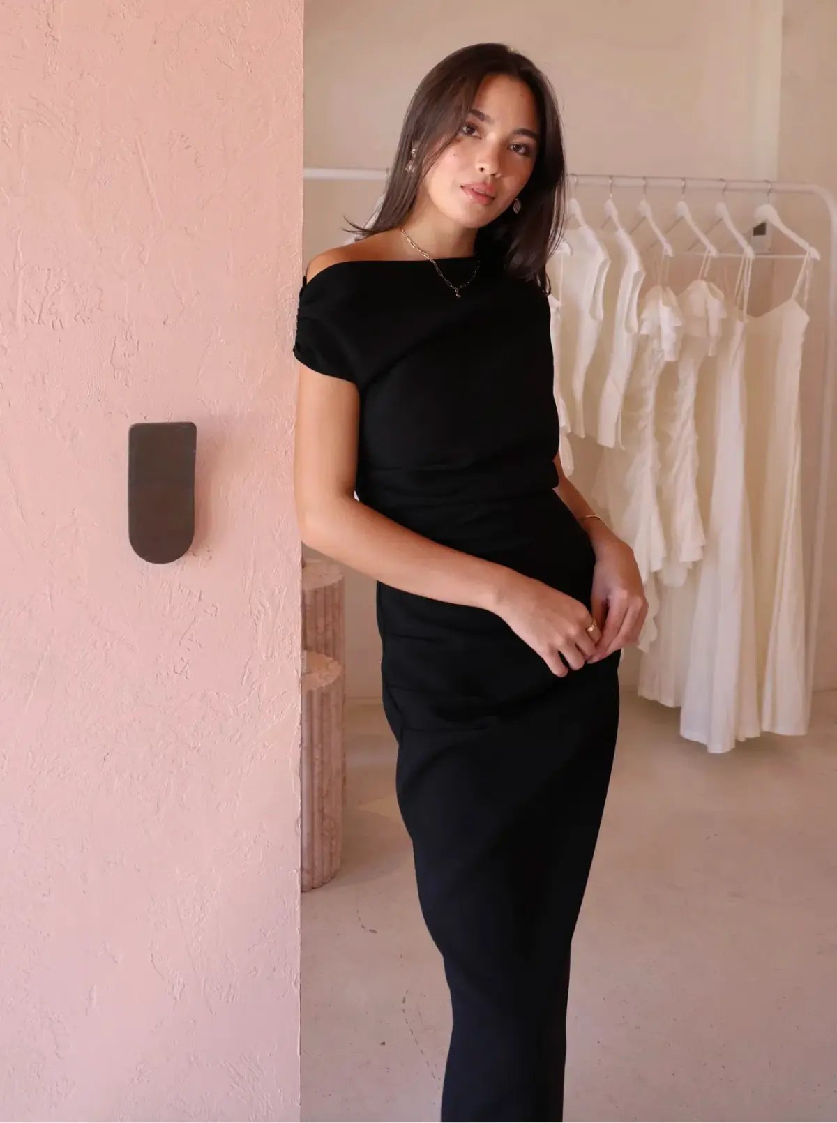 By Nicola Vivian Crepe Maxi Dress Black Size AU 14 photo 5