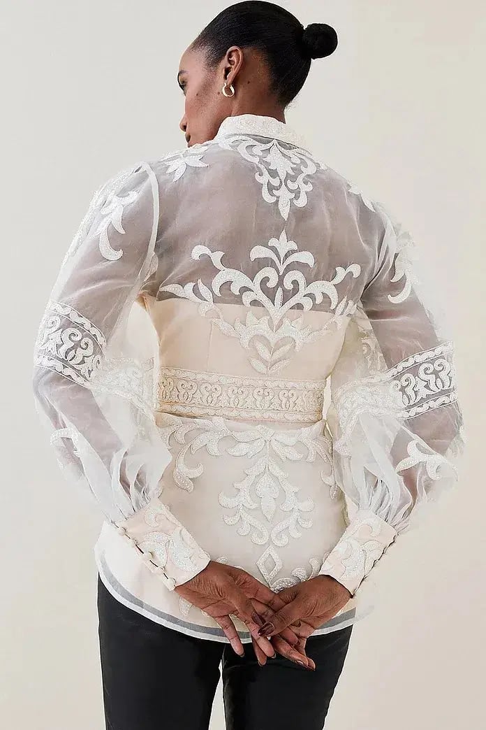 Lydia Millen Baroque Applique blouse size 12 photo 3