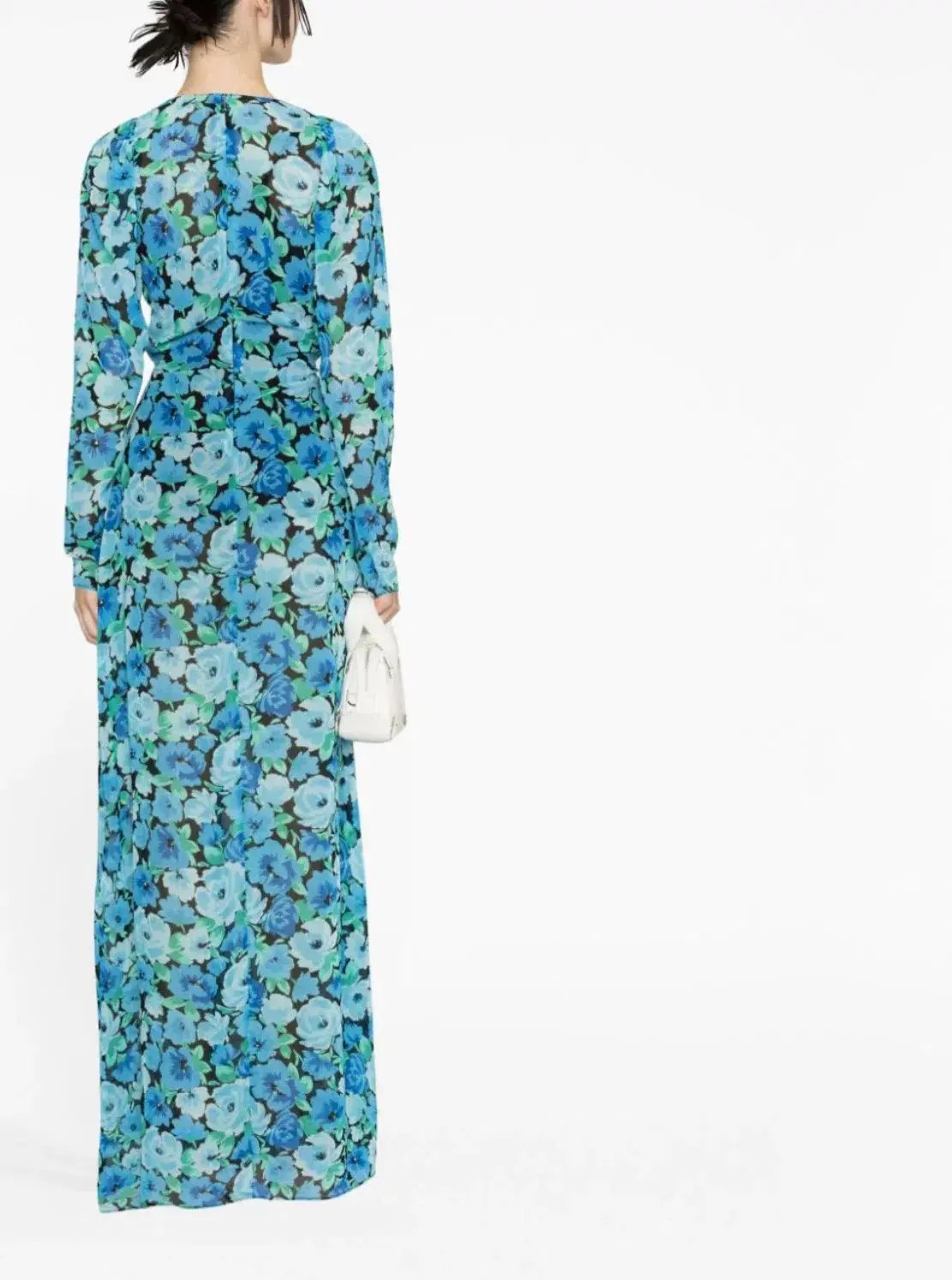 Rotate Birger Christensen Ruched Chiffon Maxi Dress Floral Print Size 12 photo 2