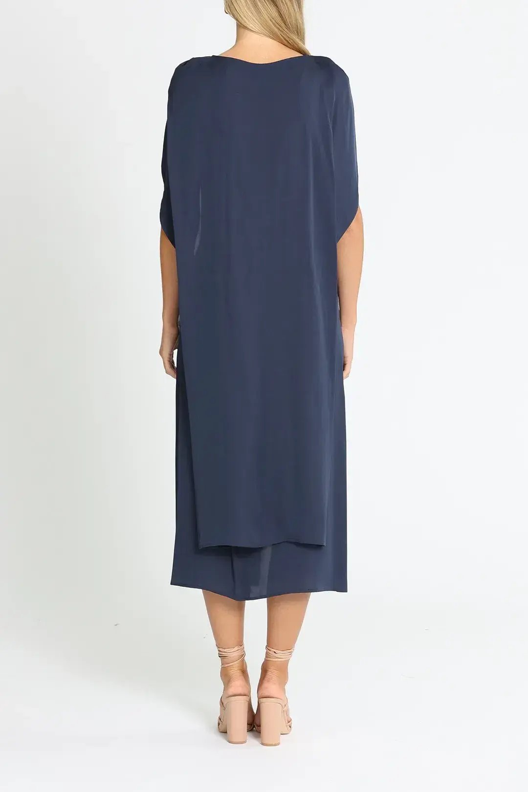 Willow Silk Midi Dress in Navy Size 10 photo 3