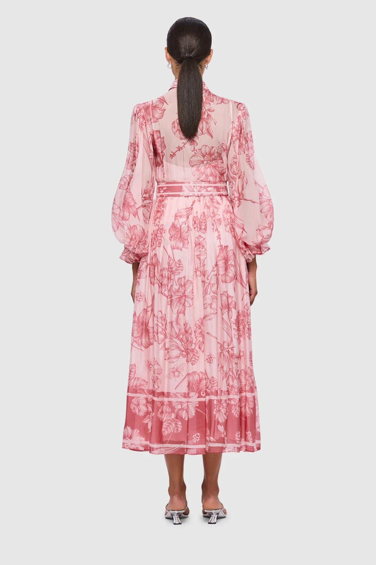 LEO LIN CASSIE TIE NECK MIDI DRESS - PLUM BLOSSOM photo 6