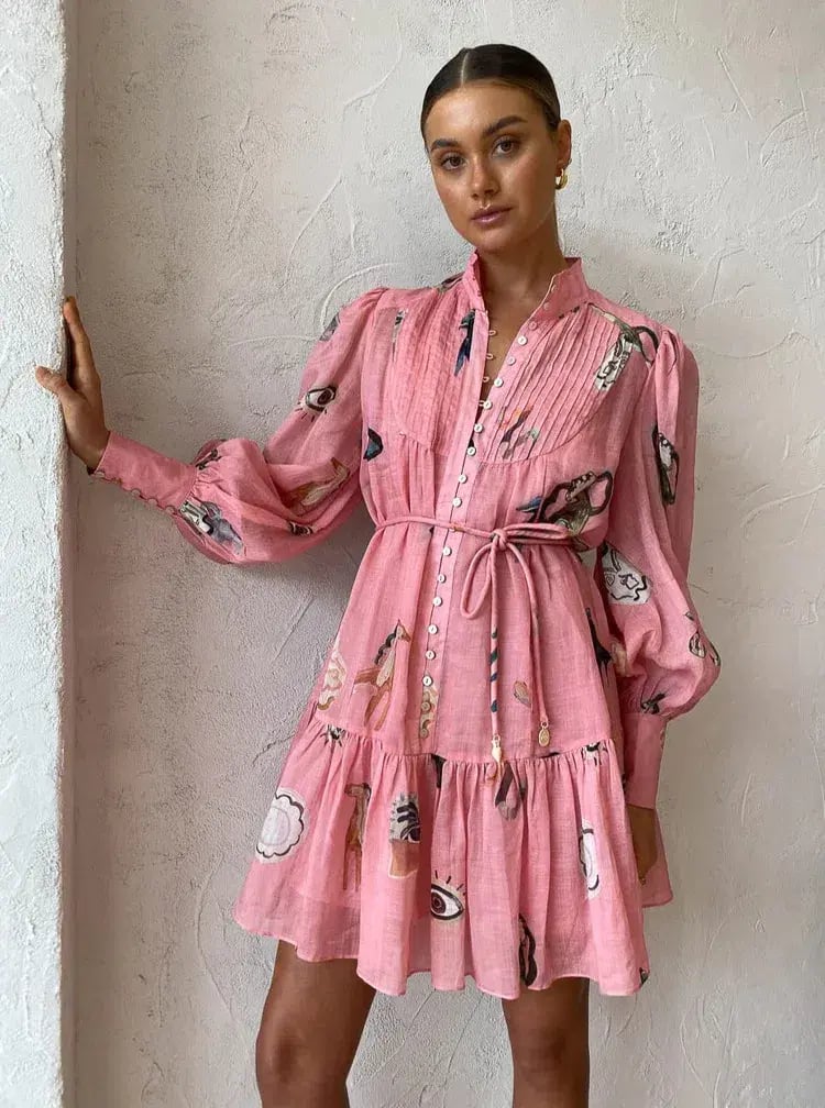Alemais Cleo Smock Mini Dress Pink Size AU 12 photo 2