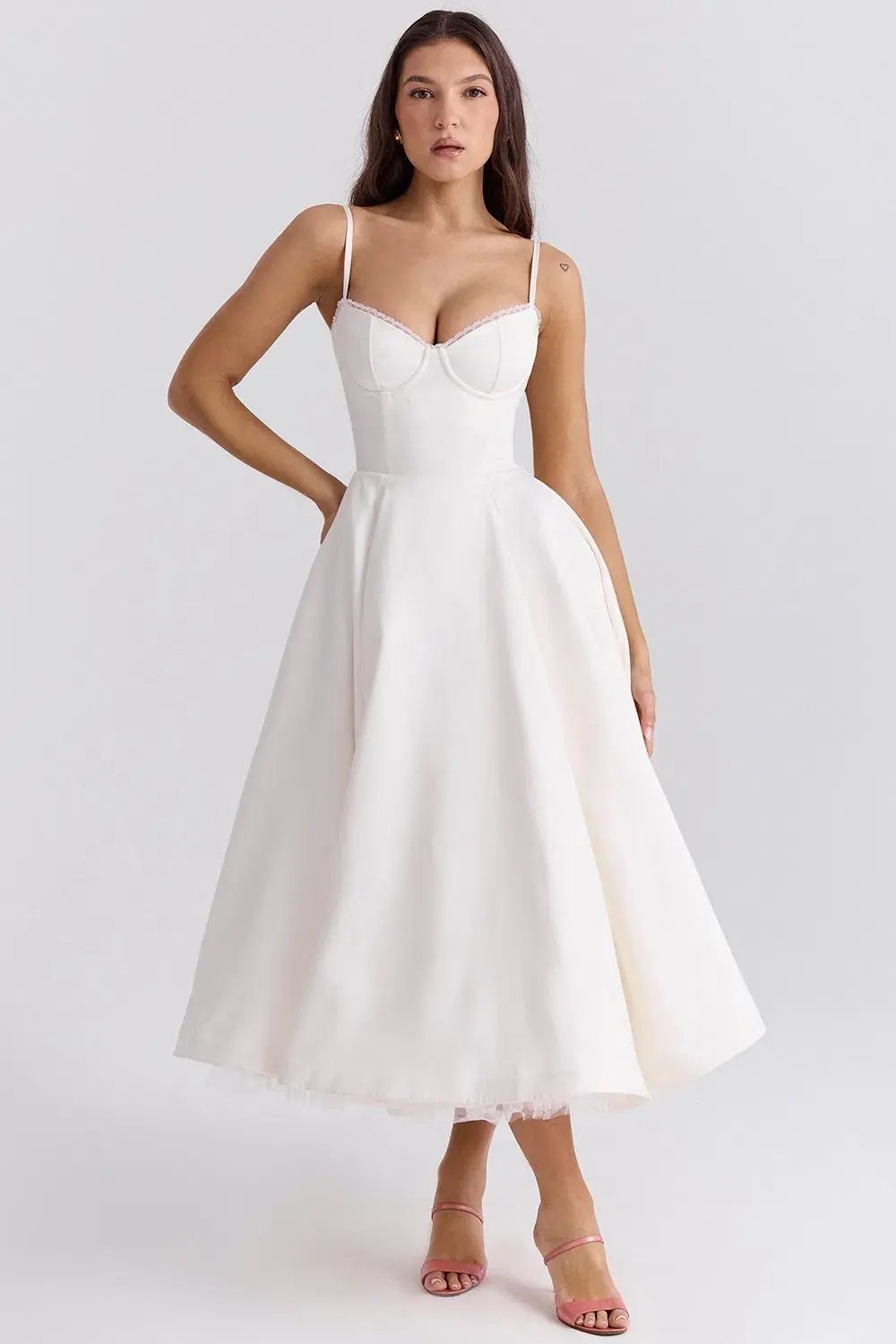 House of CB Mademoiselle White Tull Midi Dress Size AU 6 photo 2