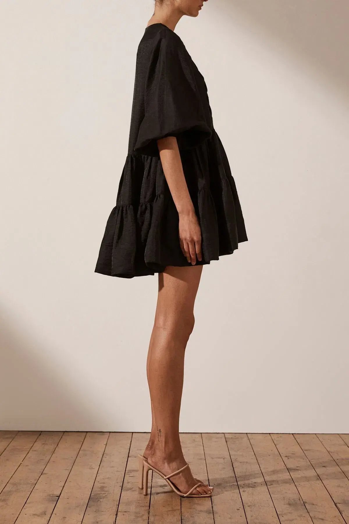 Shona Joy Margaux Tuxedo Shirt Mini Dress Black Size 6 photo 2