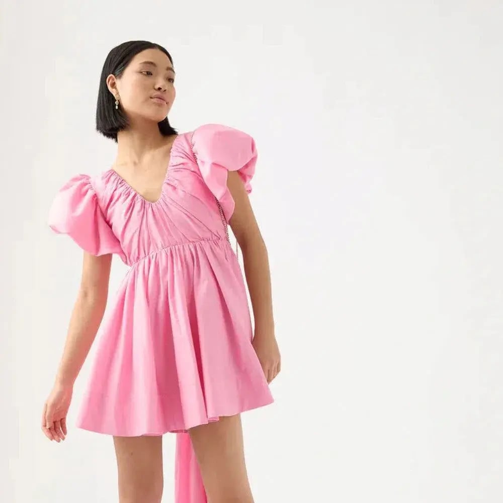 AJE Gretta Bow Back Dress Pink Size 16 photo 2