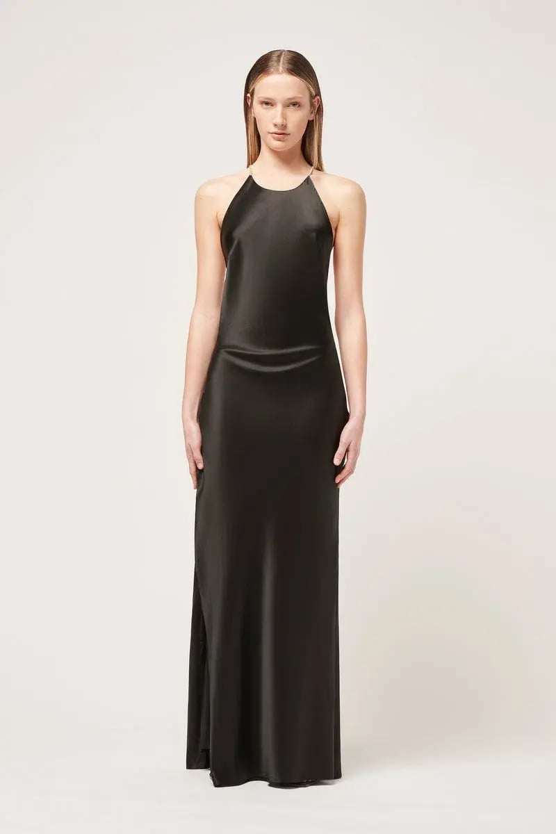 Michael Lo Sordo Hudson Bias Crystalline Maxi Dress Black Size 8 photo 2