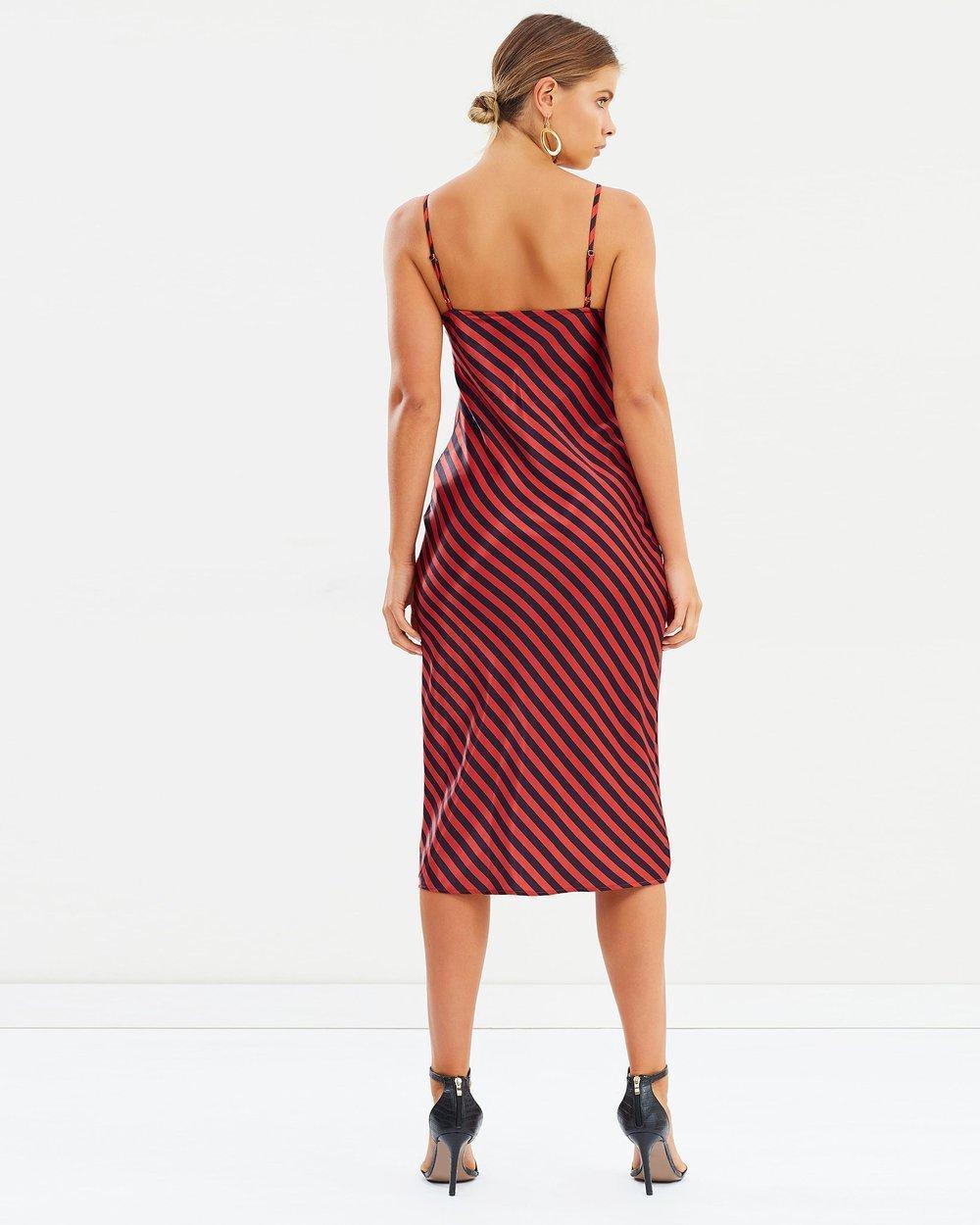 Shona Joy Bias Slip Midi Red and Navy Stripe Size 6 photo 3