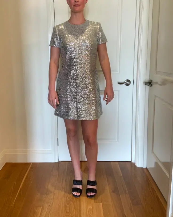 Cue Sequin Shift Mini Dress Silver Size 10 photo 4
