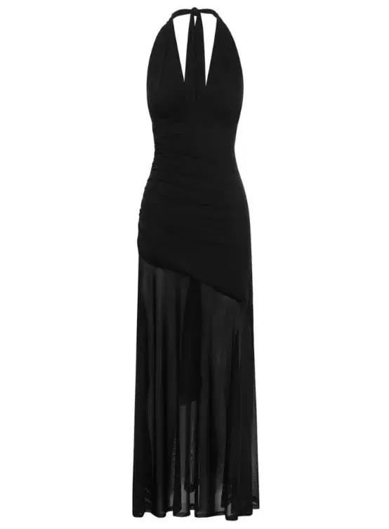 By Nicola Ophelia Halter Neck Maxi Dress in Black Size 10 photo 2