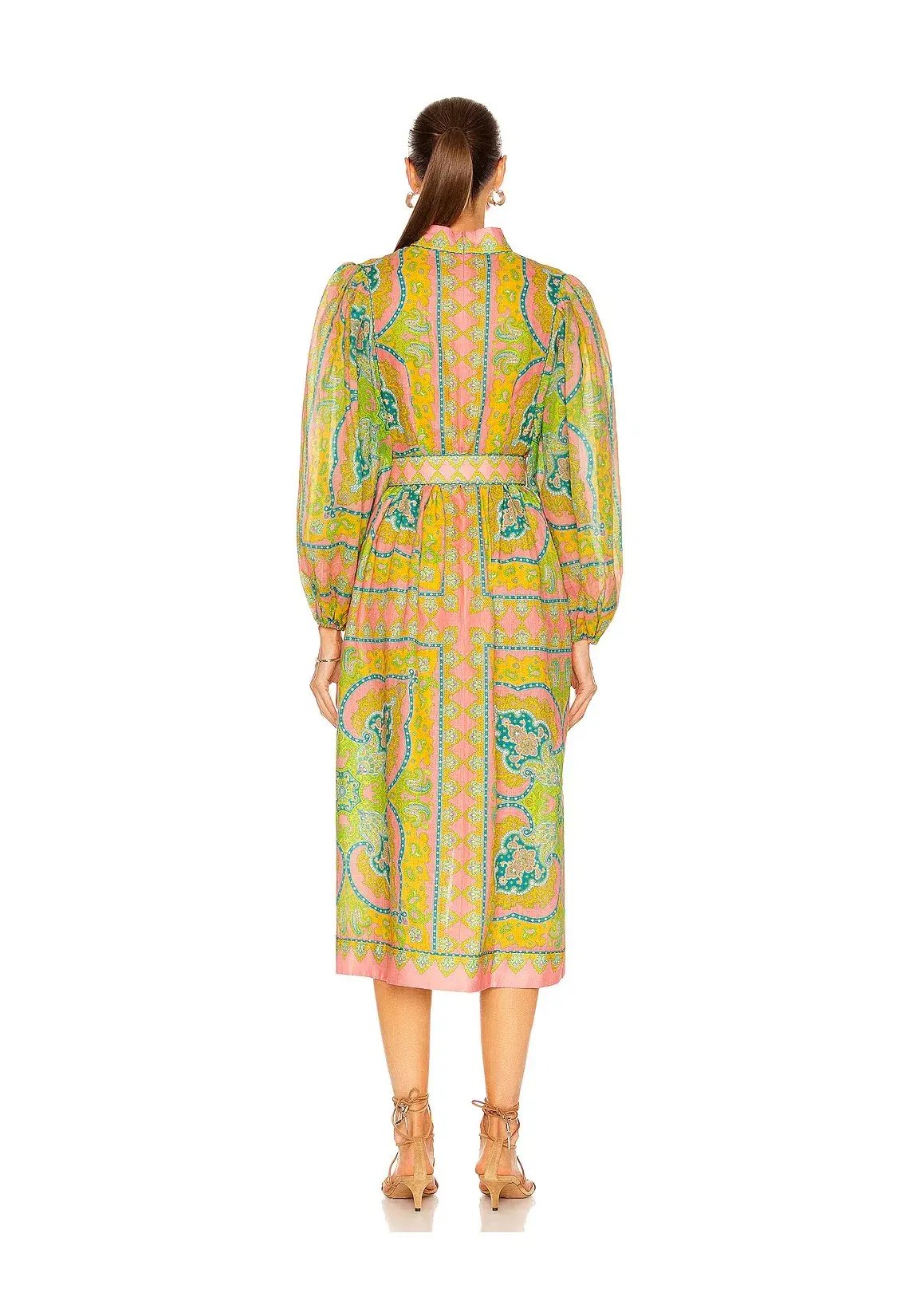 Zimmermann Estelle Buttoned Midi Dress Print Size 2/AU 12 photo 2