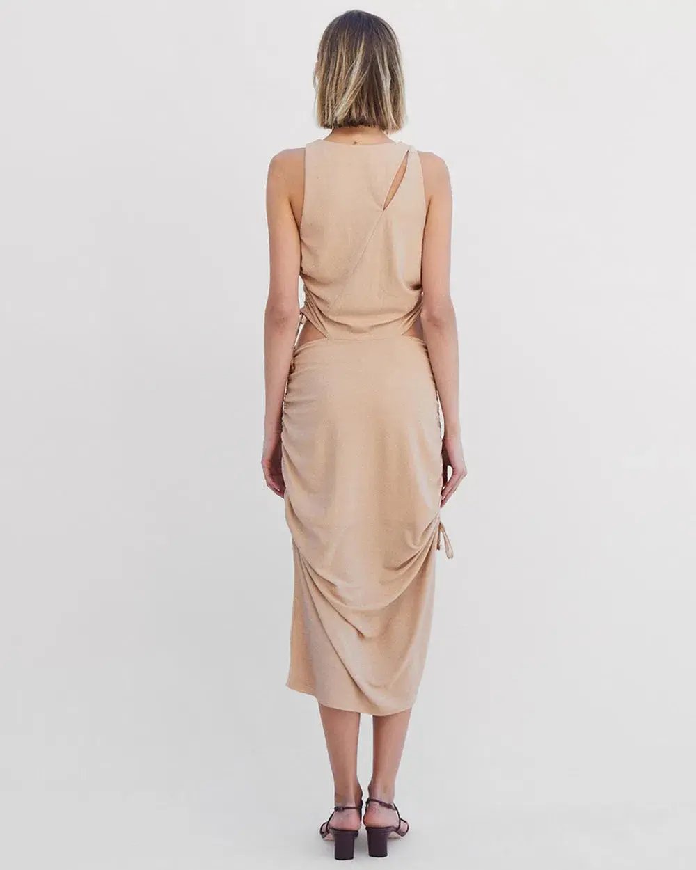 Suboo The Liz Rouched Midi Tank Dress Gold Size M / Au 10 photo 2
