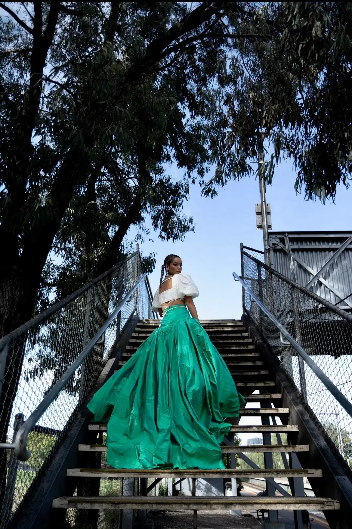 Christopher John Rogers Silk Taffeta Maxi Skirt Green Size 8 photo 3