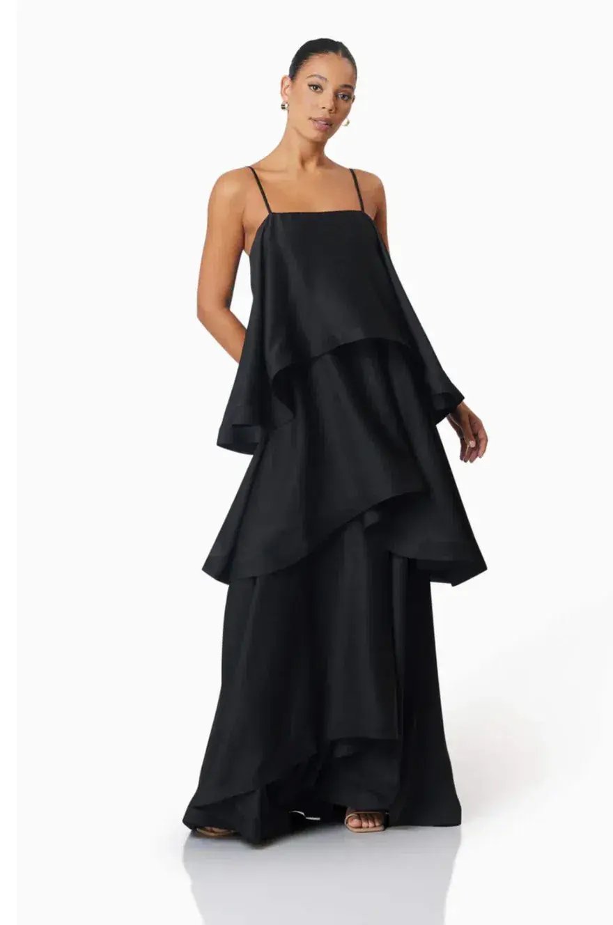 Elliatt Tilly Tiered Maxi Dress Black Size AU 10 photo 2
