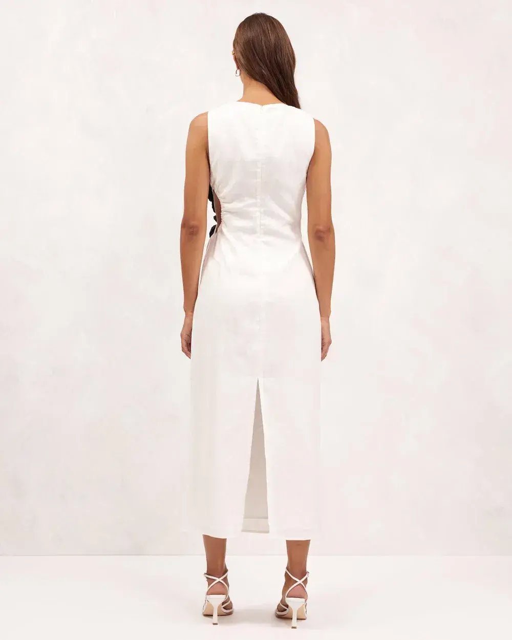 Aere Premium Rosette Midi Dress White Size AU 8 photo 3