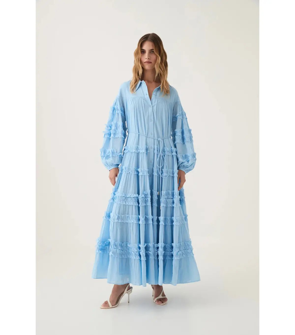Aje Pastiche Tiered Maxi Dress Powder Blue Size AU 6 photo 3