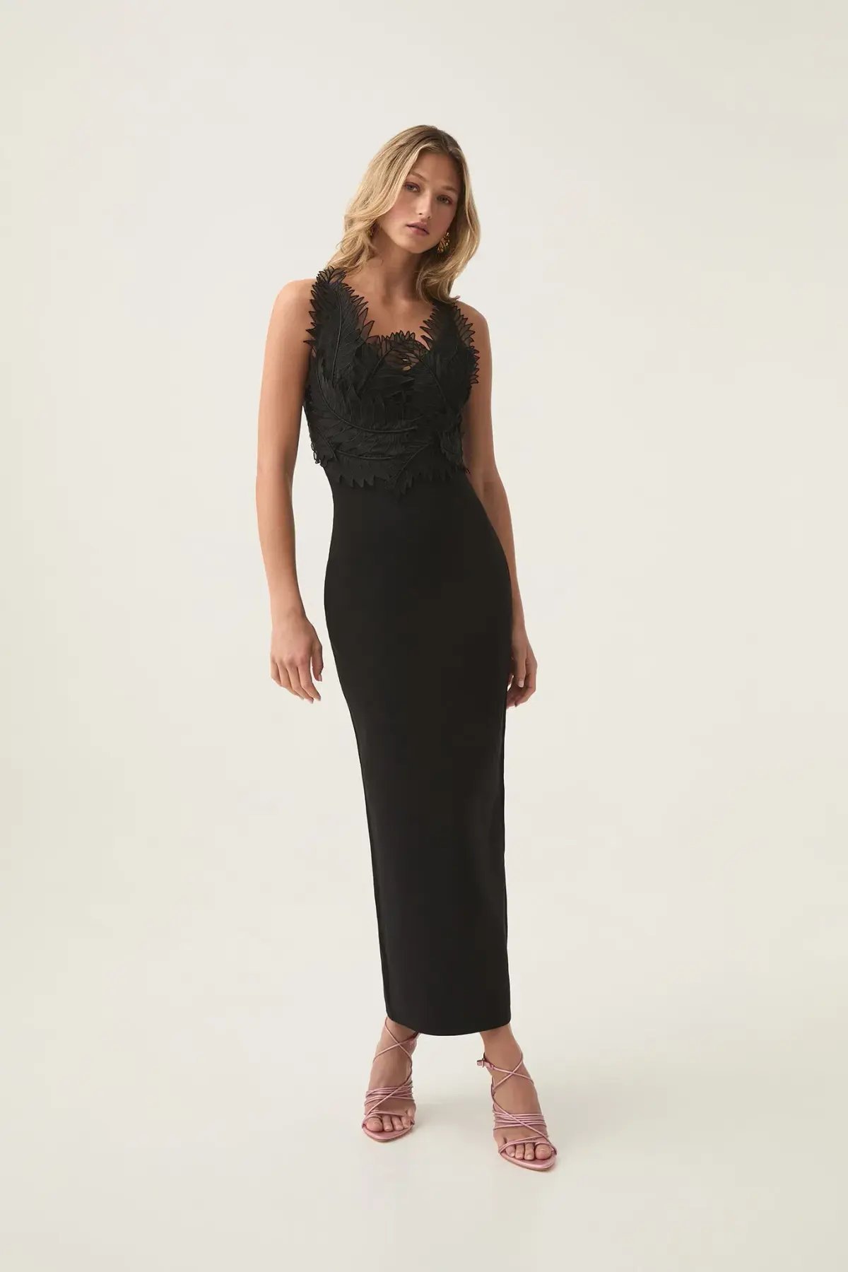 Aje Daisy Knit Maxi Dress Black Size 12 photo 2