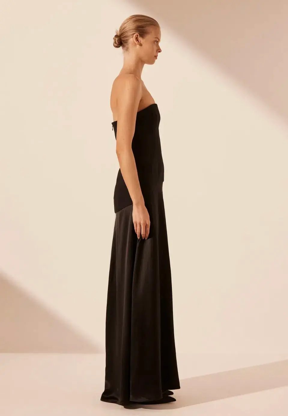 Shona Joy Adri Strapless Panelled Maxi Dress in Black Size 12 photo 4