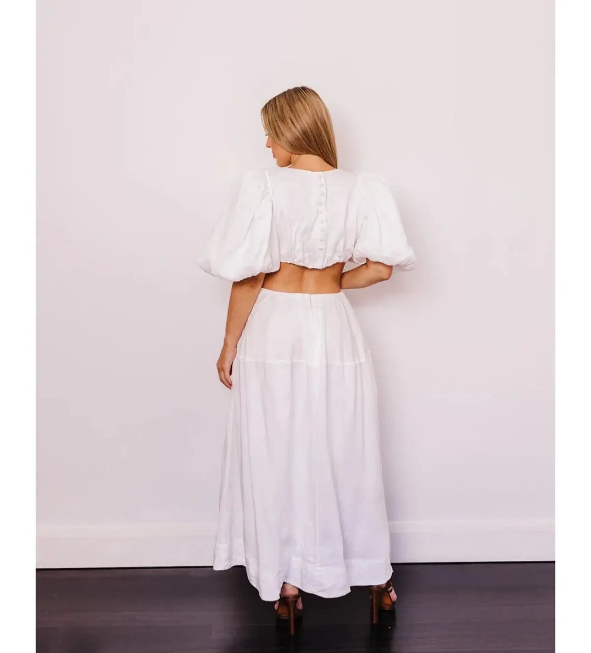 Aje Vanades Cut Out Ring Midi Dress in Ivory Size AU 6 photo 4