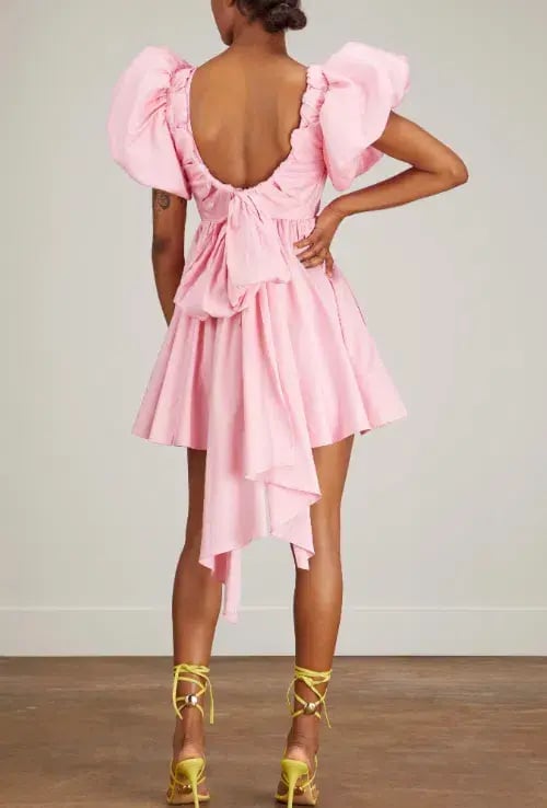 Aje Gretta Bow Back Mini Dress Ballet Pink Size 8 photo 4