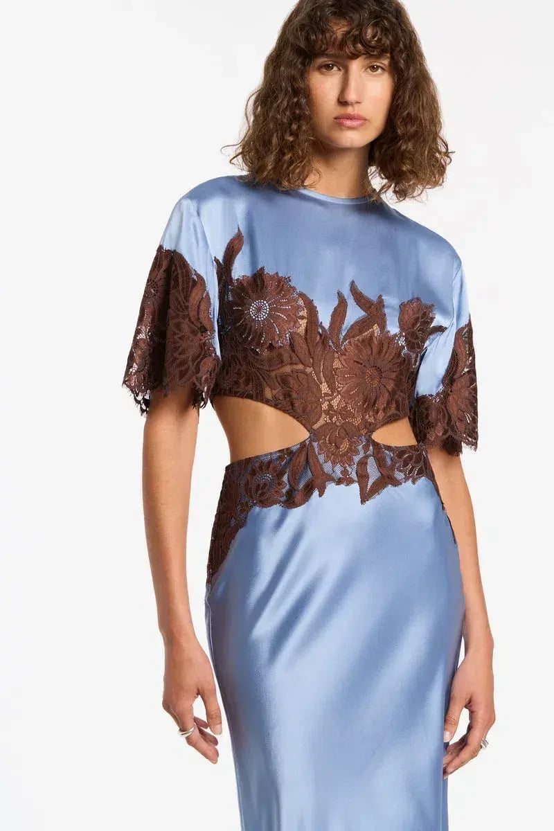 Sir the Label Danseurs Lace Cut Out Gown Blue Size 1/AU 10 photo 2