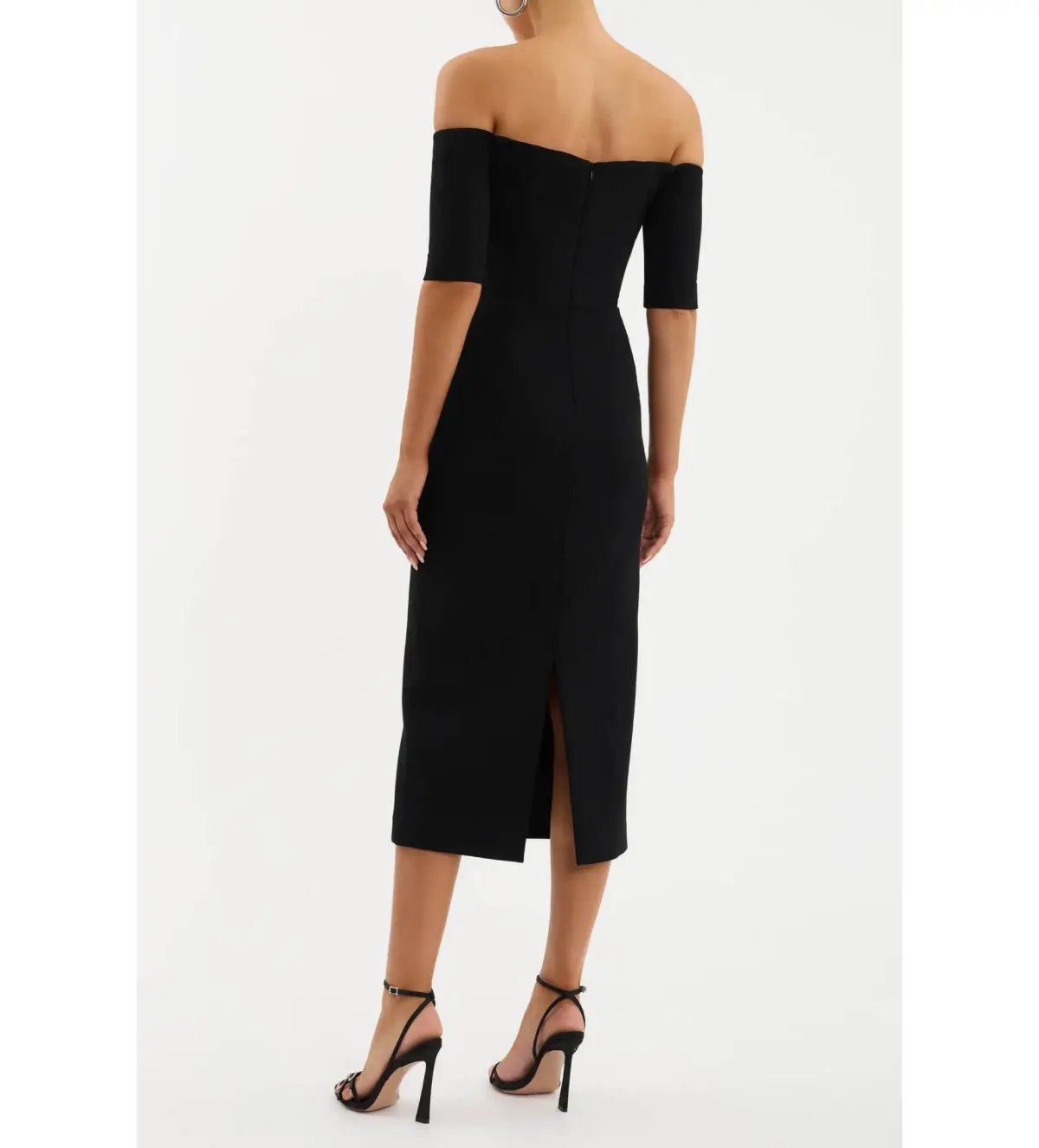 Rebecca Vallance Rhosen Off The Shoulder Midi Dress Black Size AU 8 photo 4