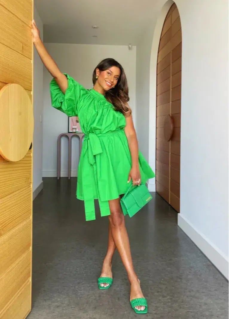 Oroton One Shoulder Mini Dress Green Size 6 photo 4