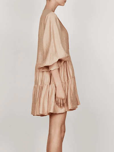Shona Joy Savoye Linen Tuxedo Shirt Dress Biscuit Size10 photo 4