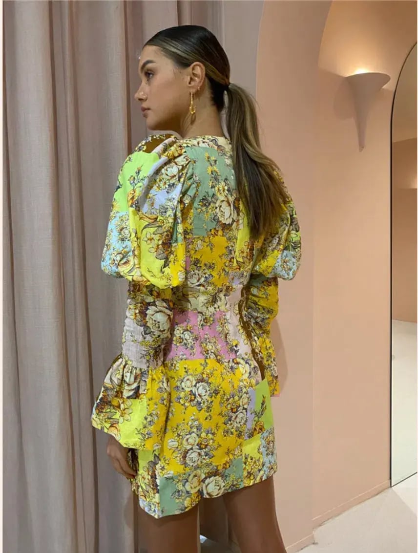 Alemais Matilde Puff Sleeve Mini Dress in Multi Size 10 photo 3