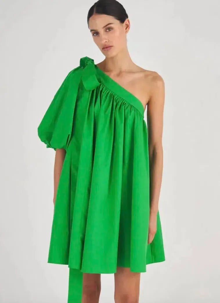 Oroton One Shoulder Mini Dress Green Size 6 photo 2