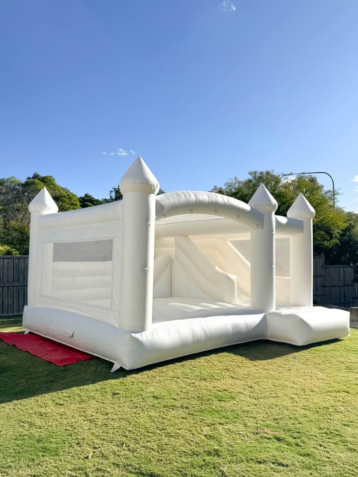 Luxe White Jumping castle for hire 5x5 photo 3