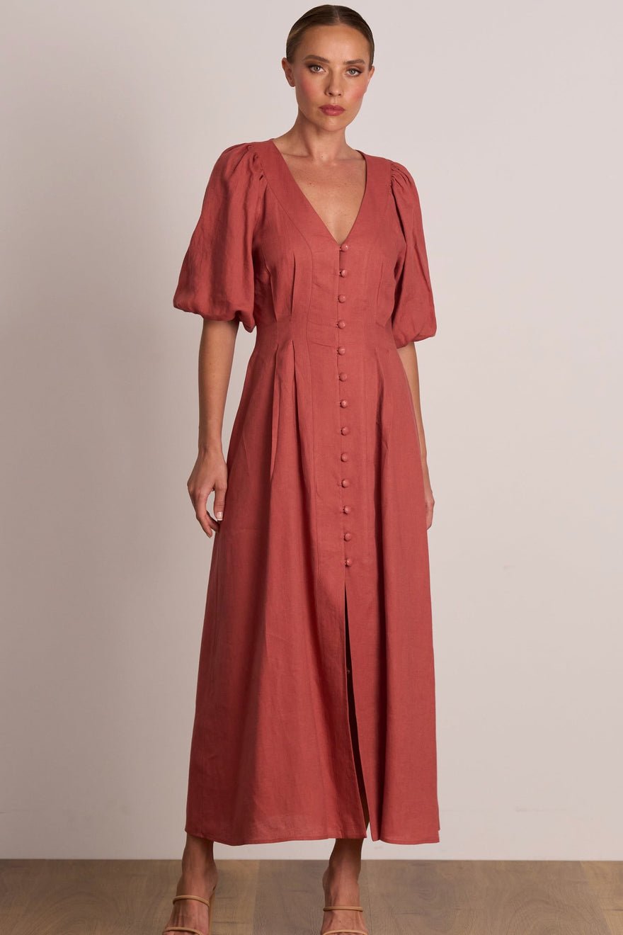 Pasduchas Meadows Button Midi Dress - Rosewood photo 5