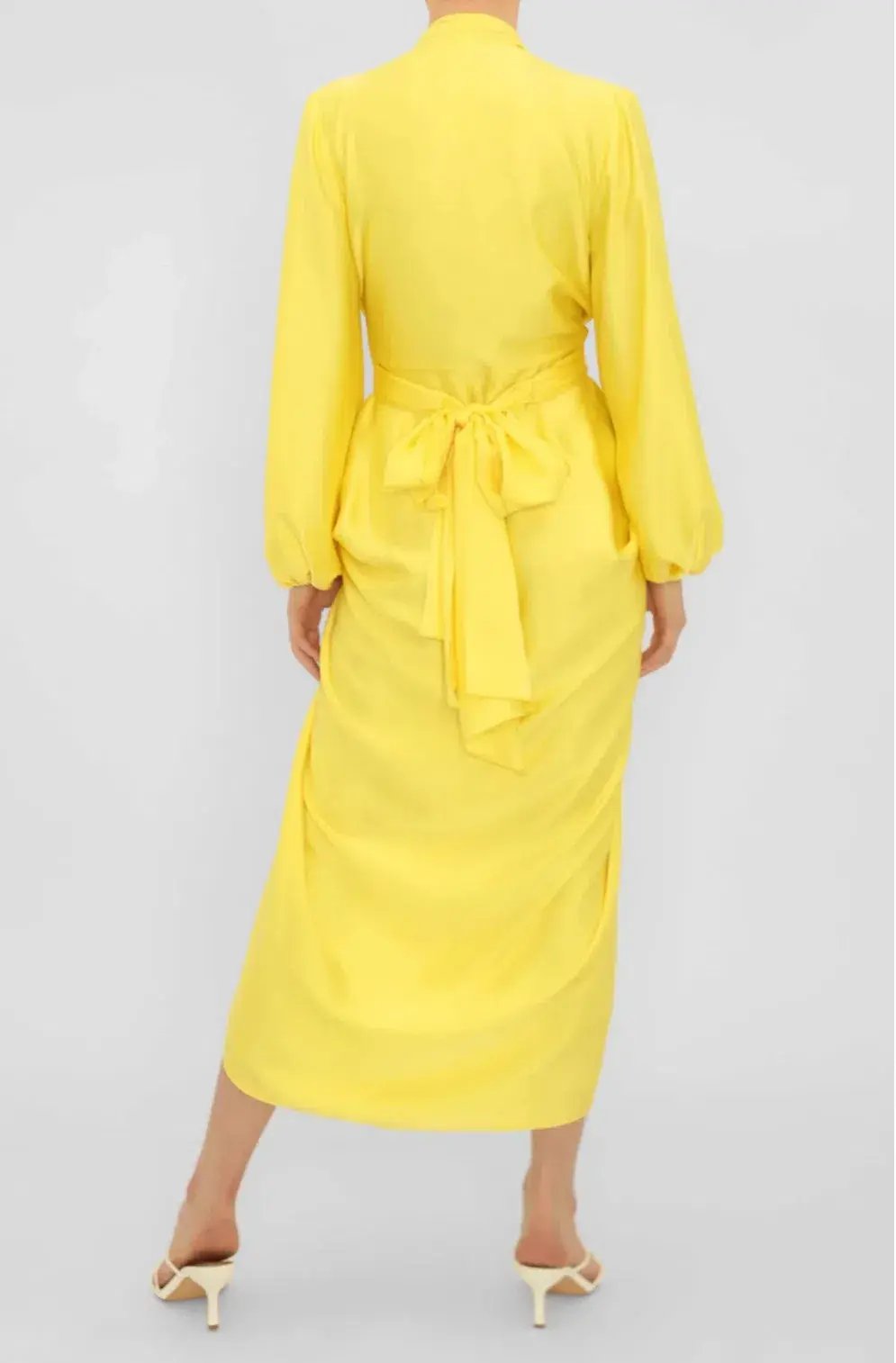 Carla Zampatti V-Neck Waterfall Midi Dress Yellow Size 10 photo 4