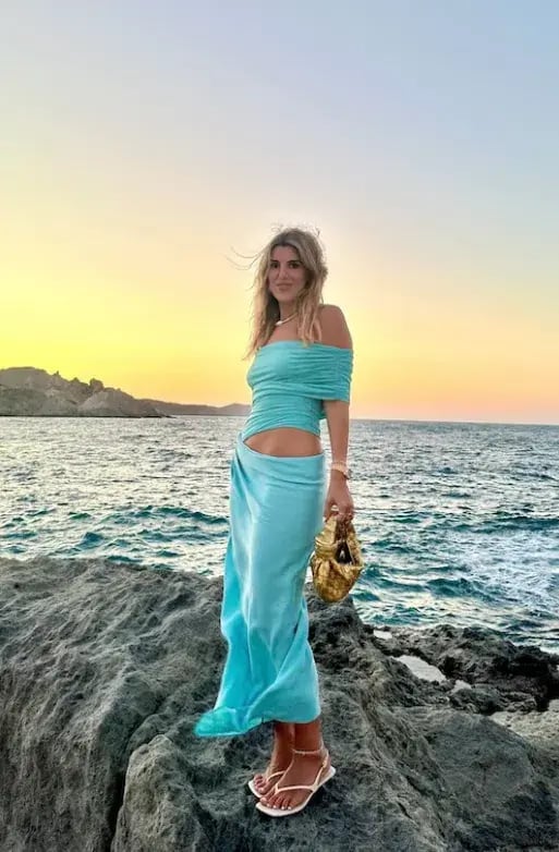 Benni Nico Off Shoulder Maxi Dress Aquamarine Size S / AU 8 photo 3