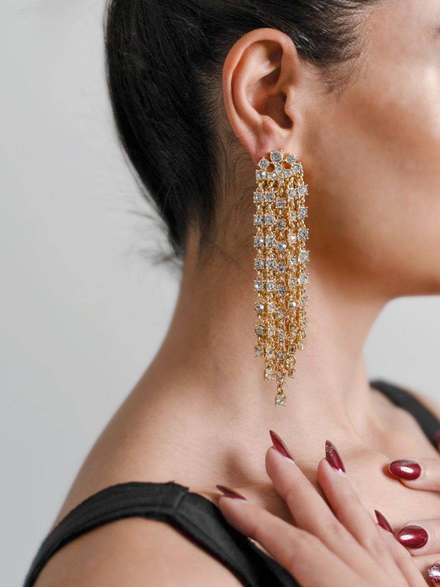 Oscar De La Renta Crystal Chain Earrings photo 2