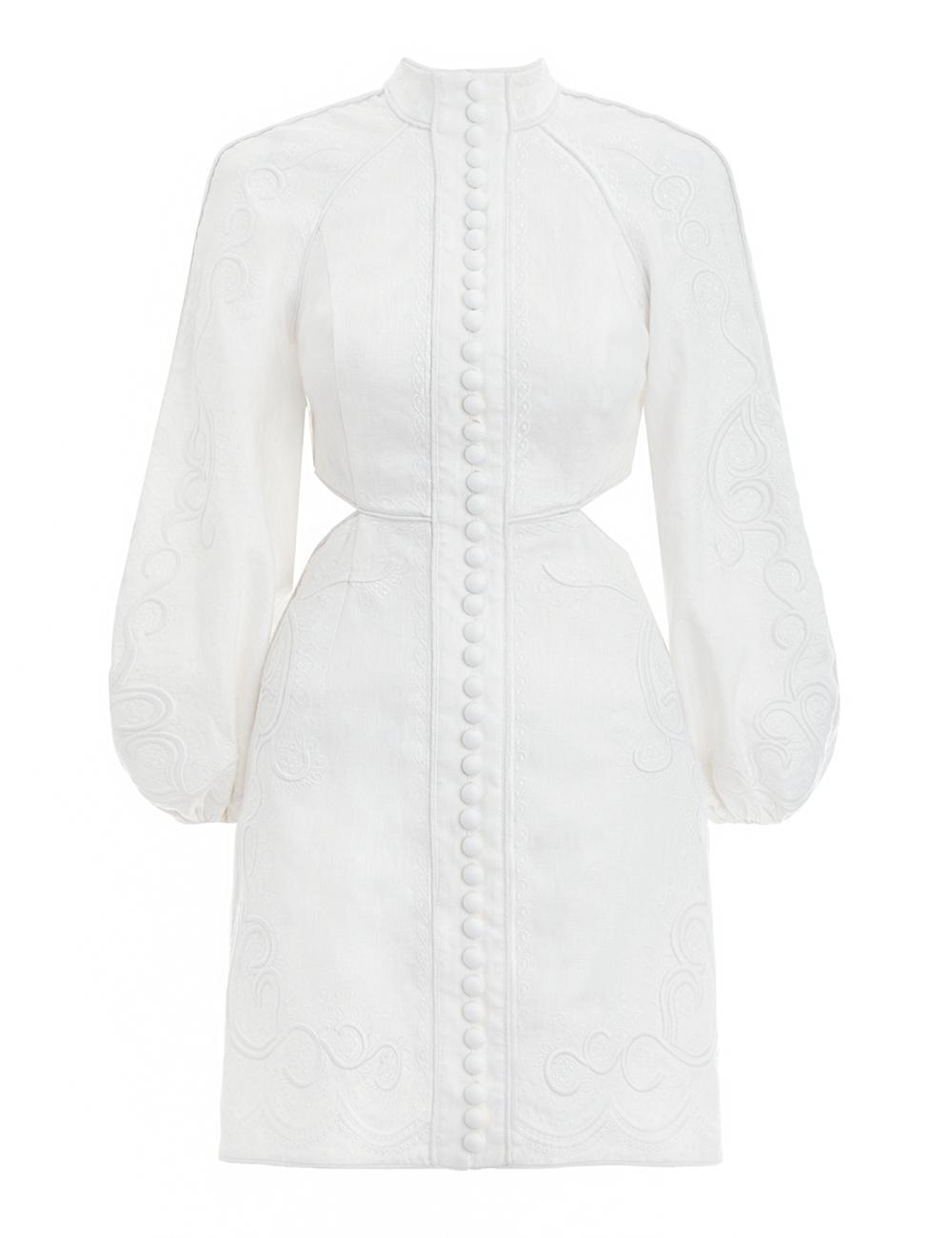 Zimmermann Bonita Corded Short Dress Ivory Size 8 photo 3