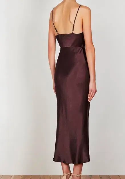 Shona Joy La Lune Bias Cowl Midi Dress Brown Size 10 / M photo 3