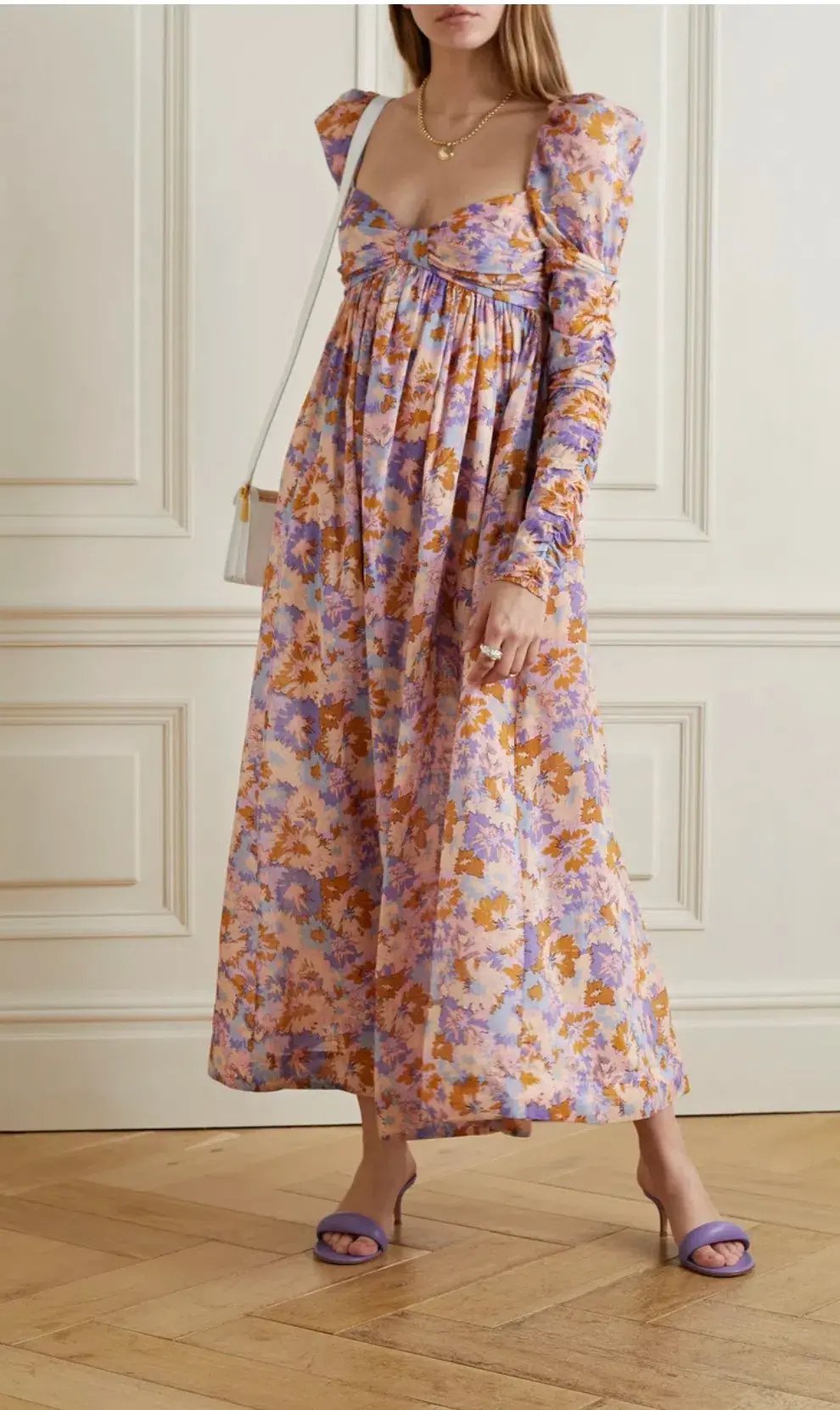 Zimmermann Violet Twist Front Midi Dress Floral Size 4/ Au 16 photo 2