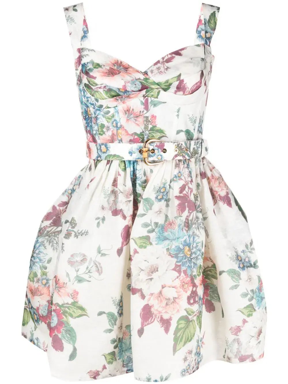 Zimmermann Matchmaker Mini Dress Ivory Barkcloth Floral Size 0 / AU 8 photo 4