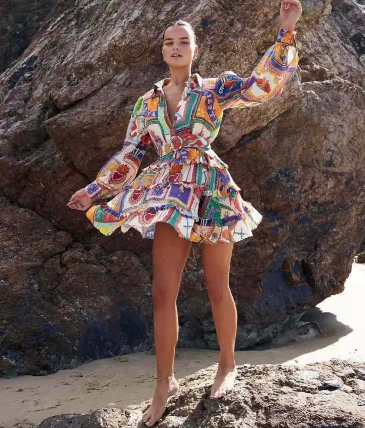 Kate Ford | Viatoris Layered Mini Dress Wayfarer Print Size 10 photo 2