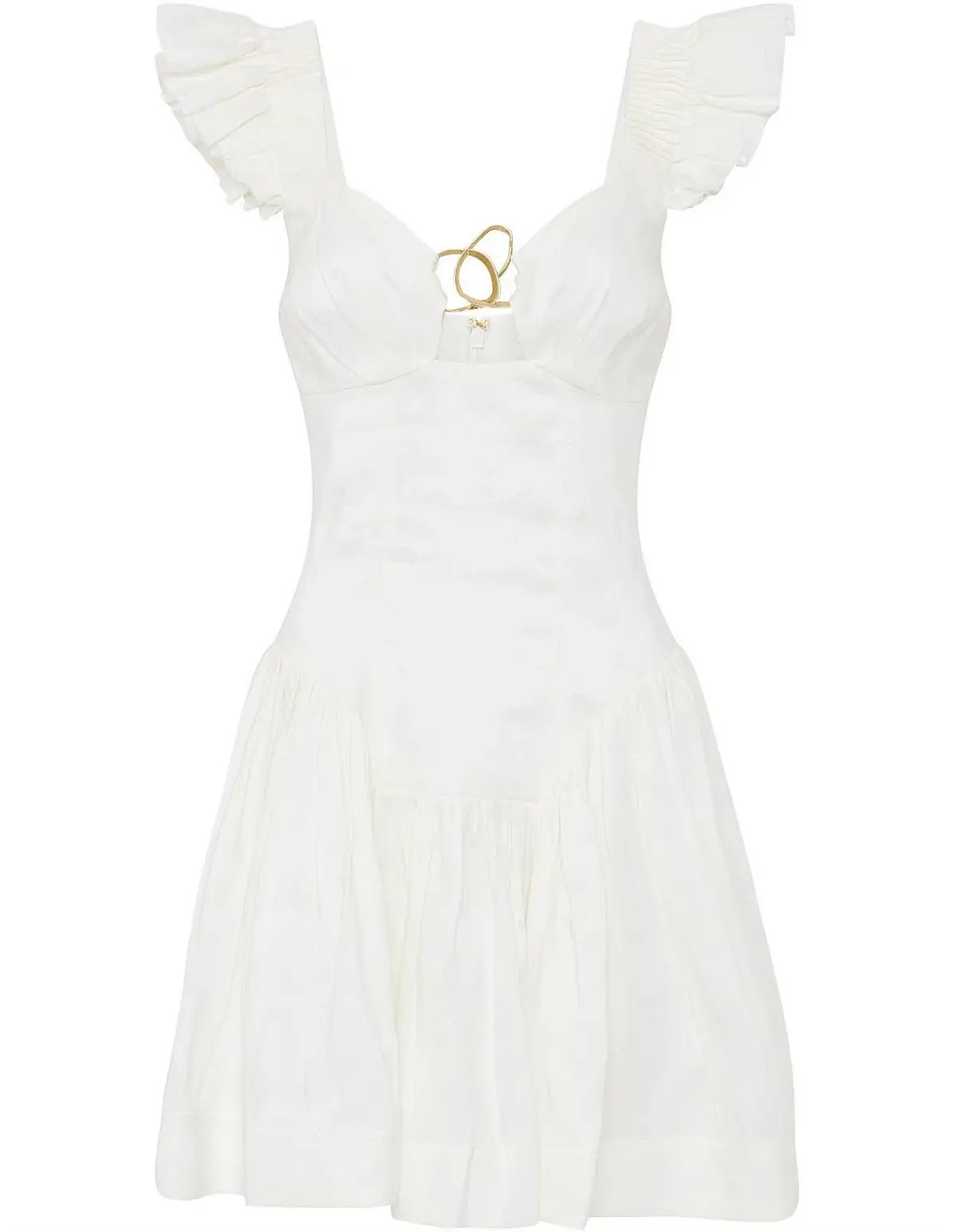 Aje Simone Frill Sleeve Mini Dress White Size 8 photo 5