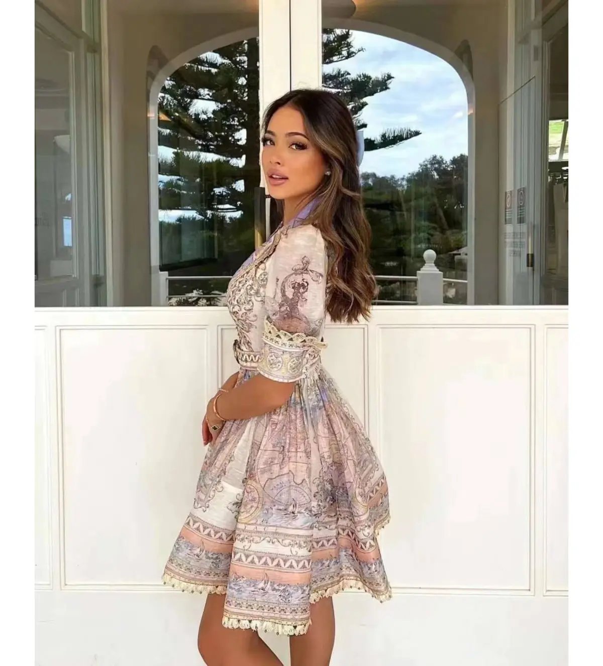 Zimmermann High Tide Mini Shirt Dress in Odyssey Print Size 2/AU 12 photo 2