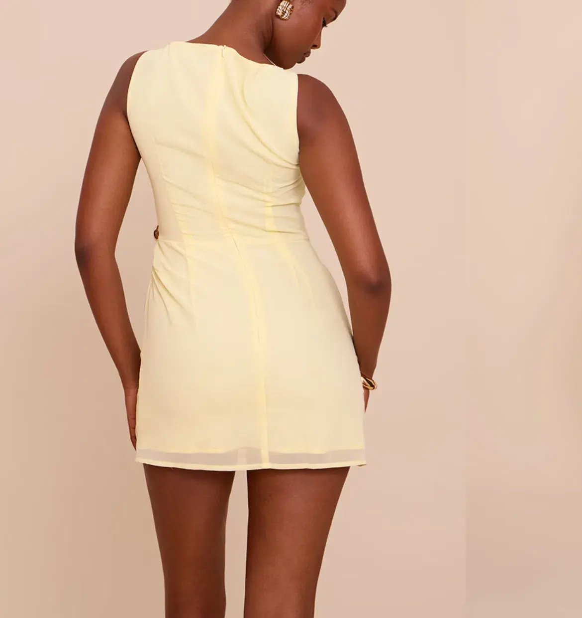 LEMON CHIFFON TRIM DETAIL MINI DRESS - 6 photo 3