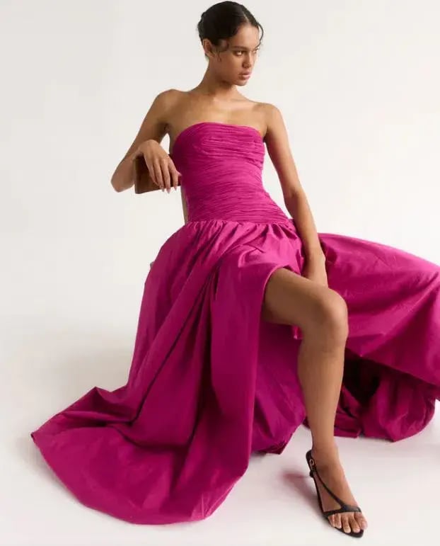 Aje Violette Bubble Hem Maxi Dress in Deep Magenta Size 8 photo 3