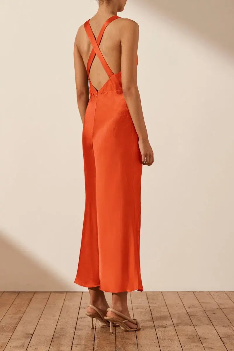 Shona Joy Milo Plunge Cross Back Dress Hibiscus Size 10 photo 3
