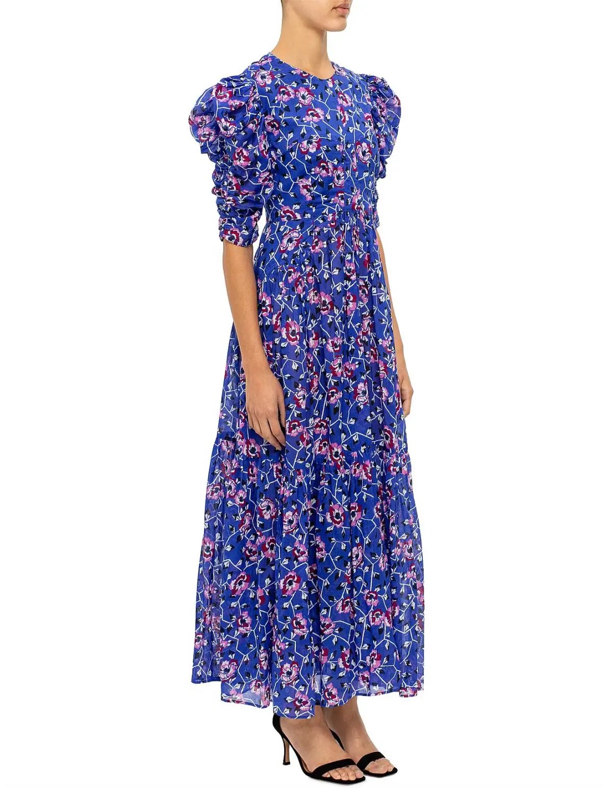Isabel Marant Etoile Electric Dress Floral Print Blue Size 10 photo 3