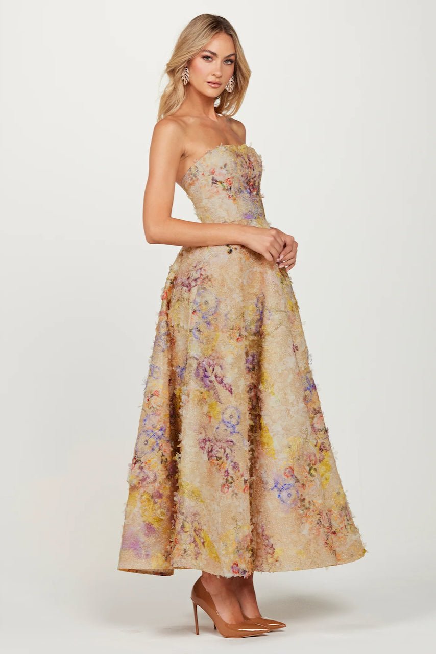HELSI CELINE DRESS - GOLD WATERCOLOUR photo 2