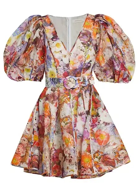 Zimmermann Prima Balloon Sleeve Belted Mini Dress Floral Size 1 /  Au 10 photo 5