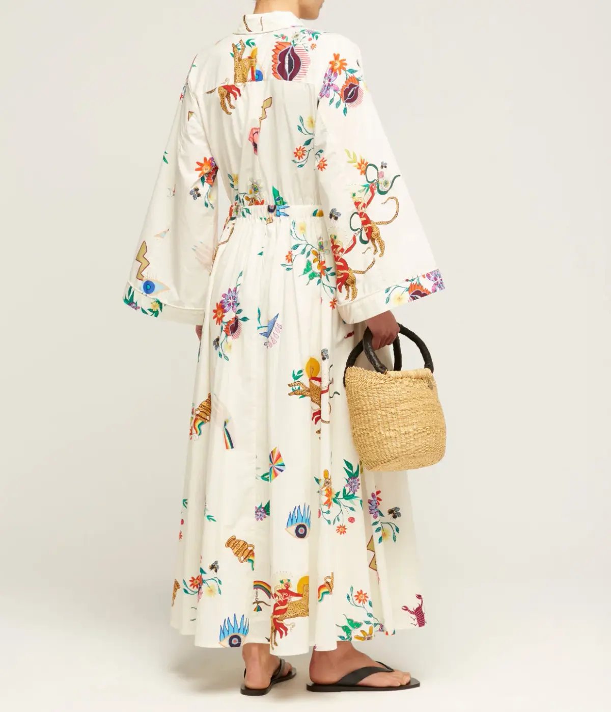 Alemais Meagan Cotton Poplin Kaftan Dress Cream Multi Size 14 photo 3