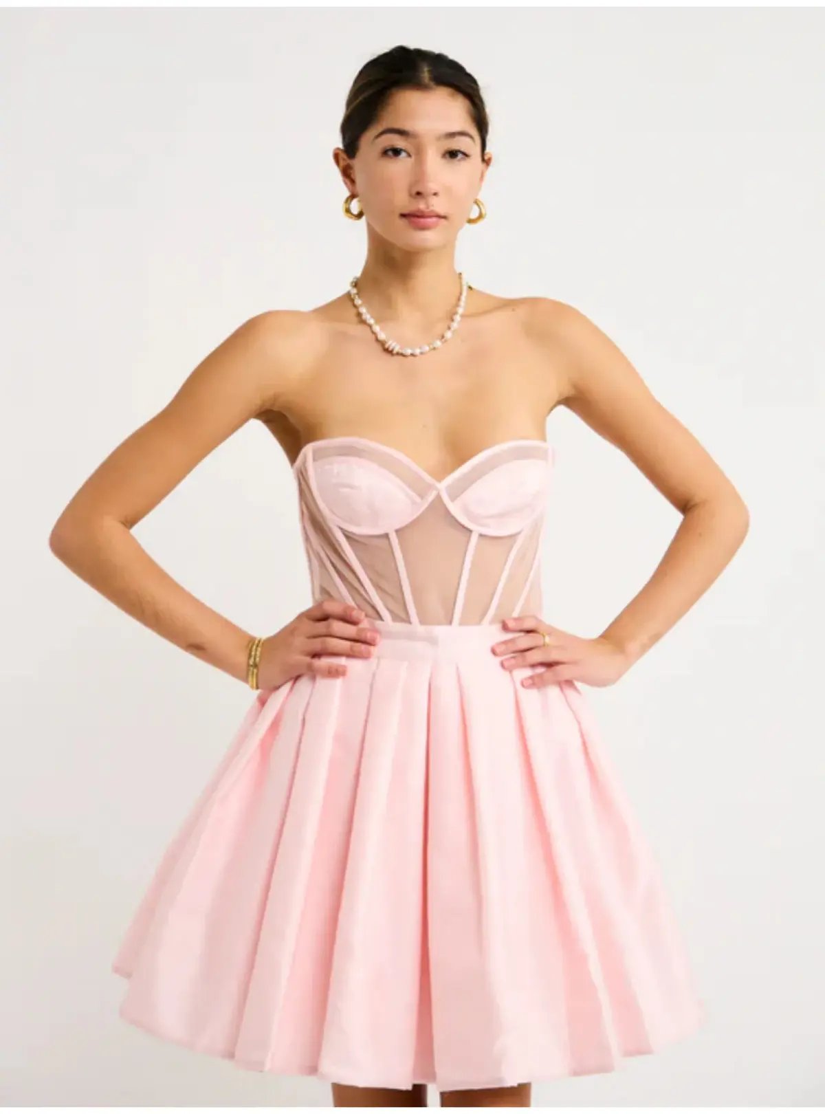 Leo Lin Eliza Structured Bustier Mini Dress Pink Size AU 8 photo 3